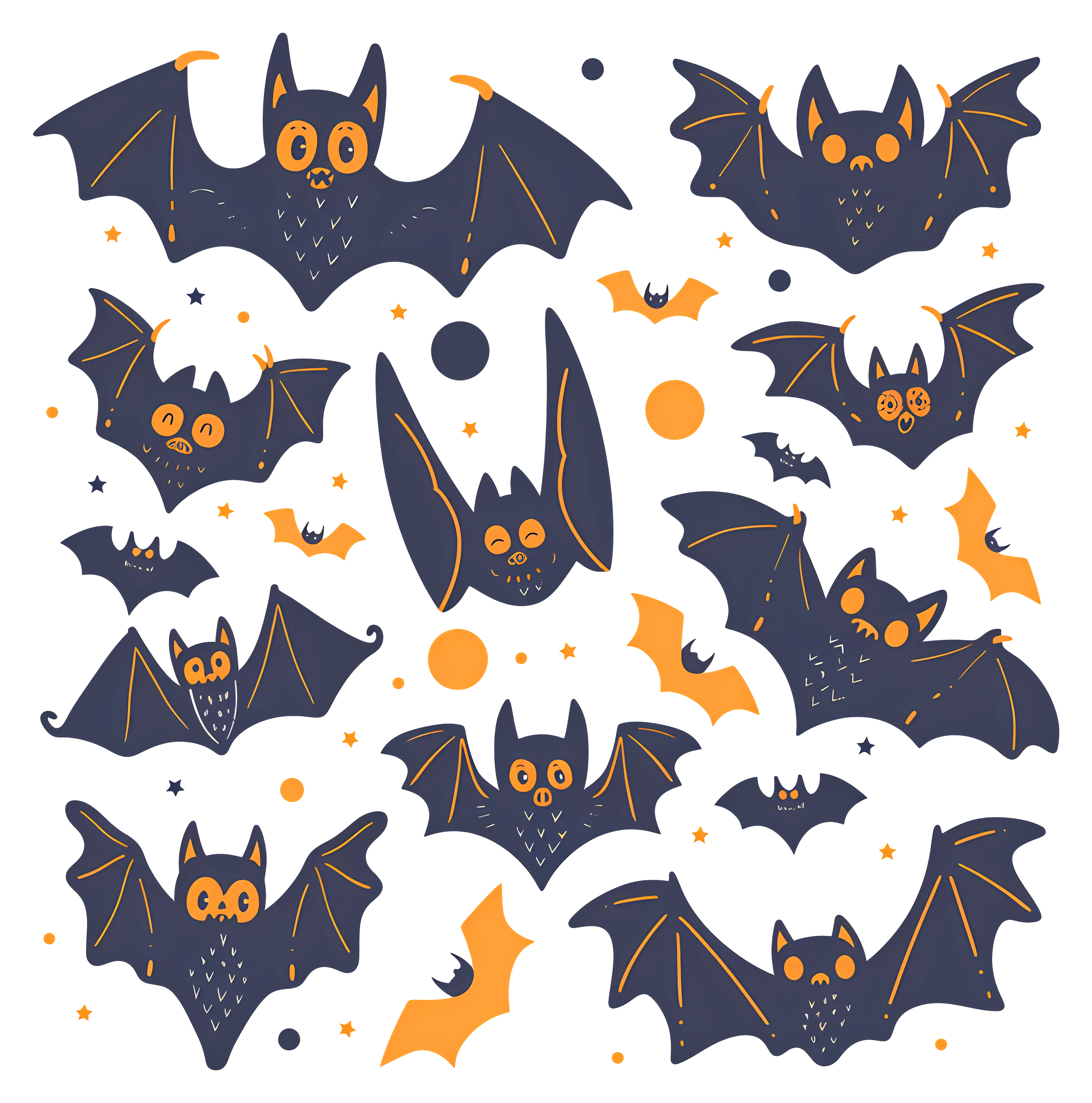 Cartoon Halloween Bats Illustration