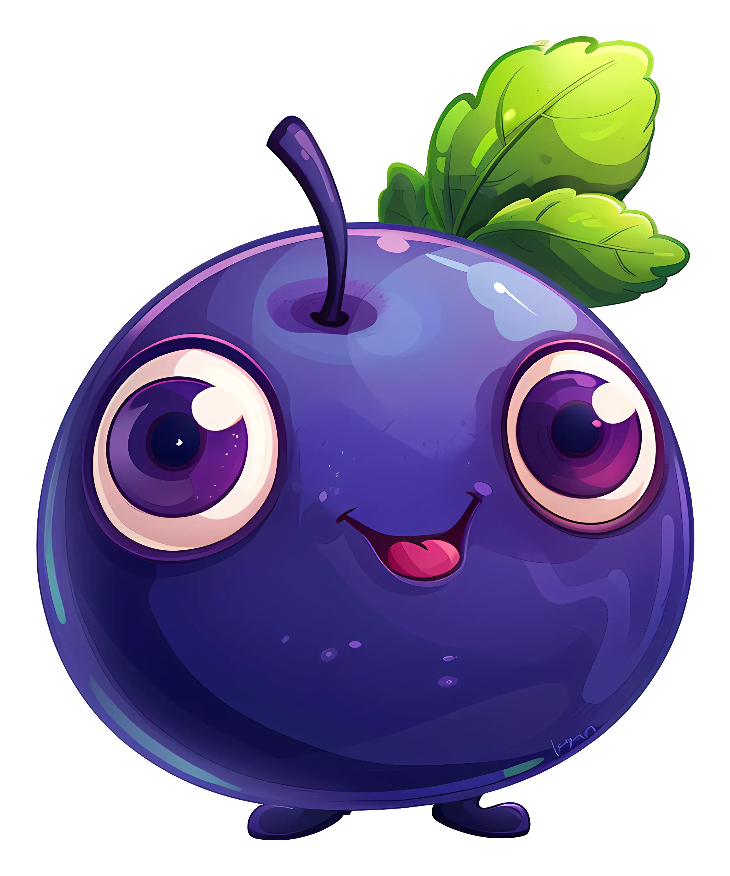 Adorable Purple Fruit Character