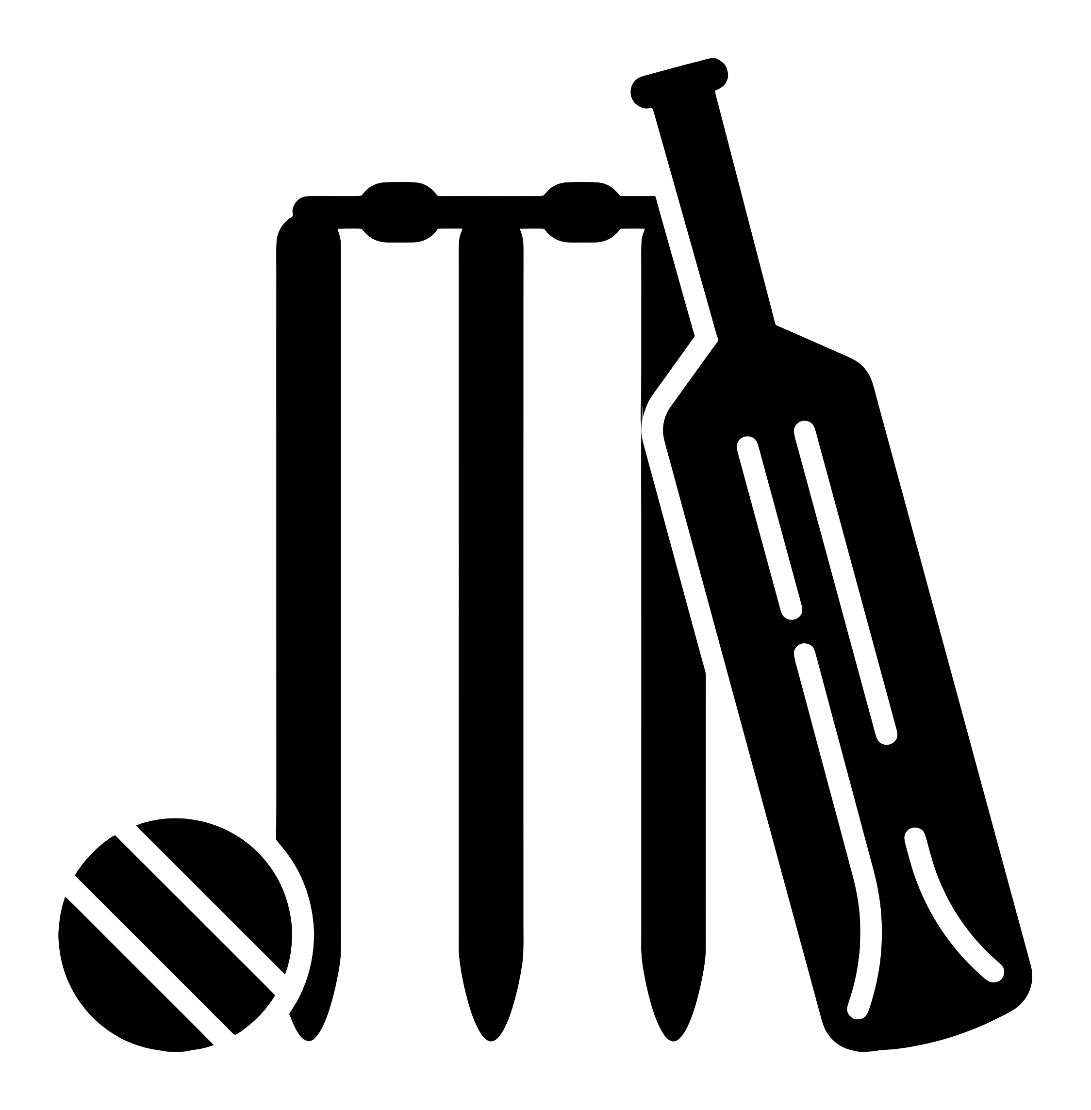 Cricket Bat, Ball, and Stumps Icon