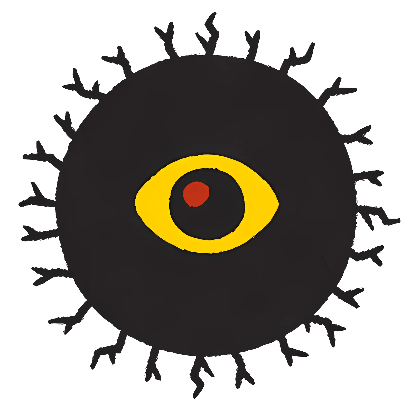 Artistic Black Circle with Yellow and Red Eye