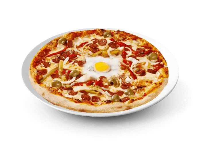 Pizza with Egg and Tasty Toppings