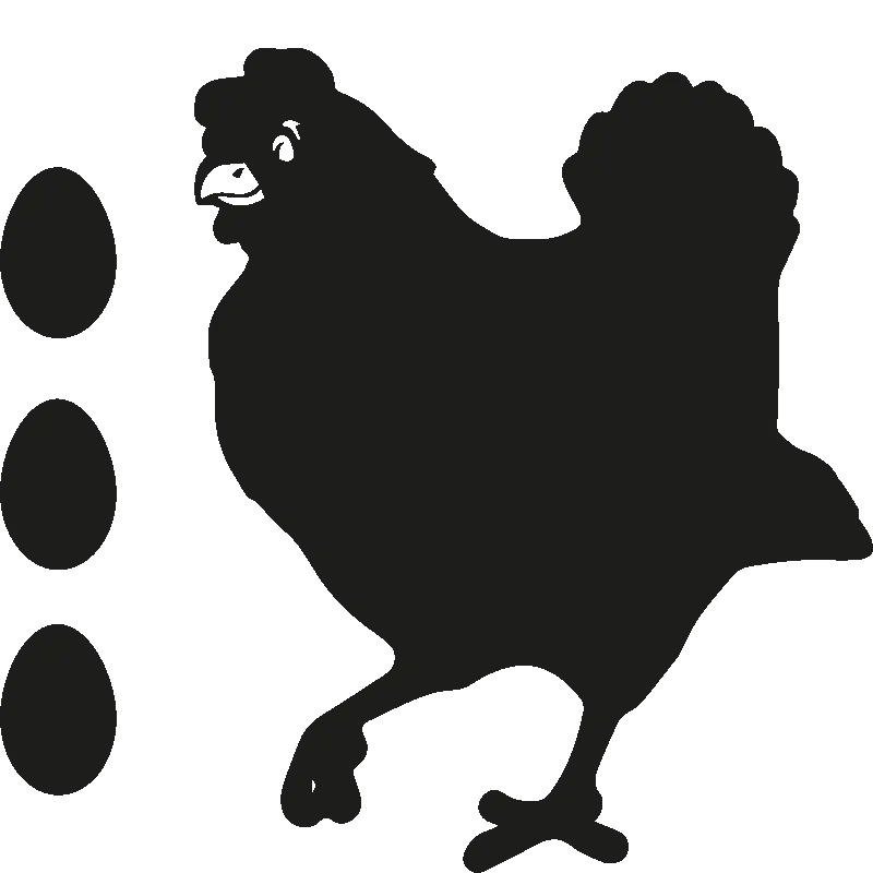 Black Silhouette Chicken with Eggs