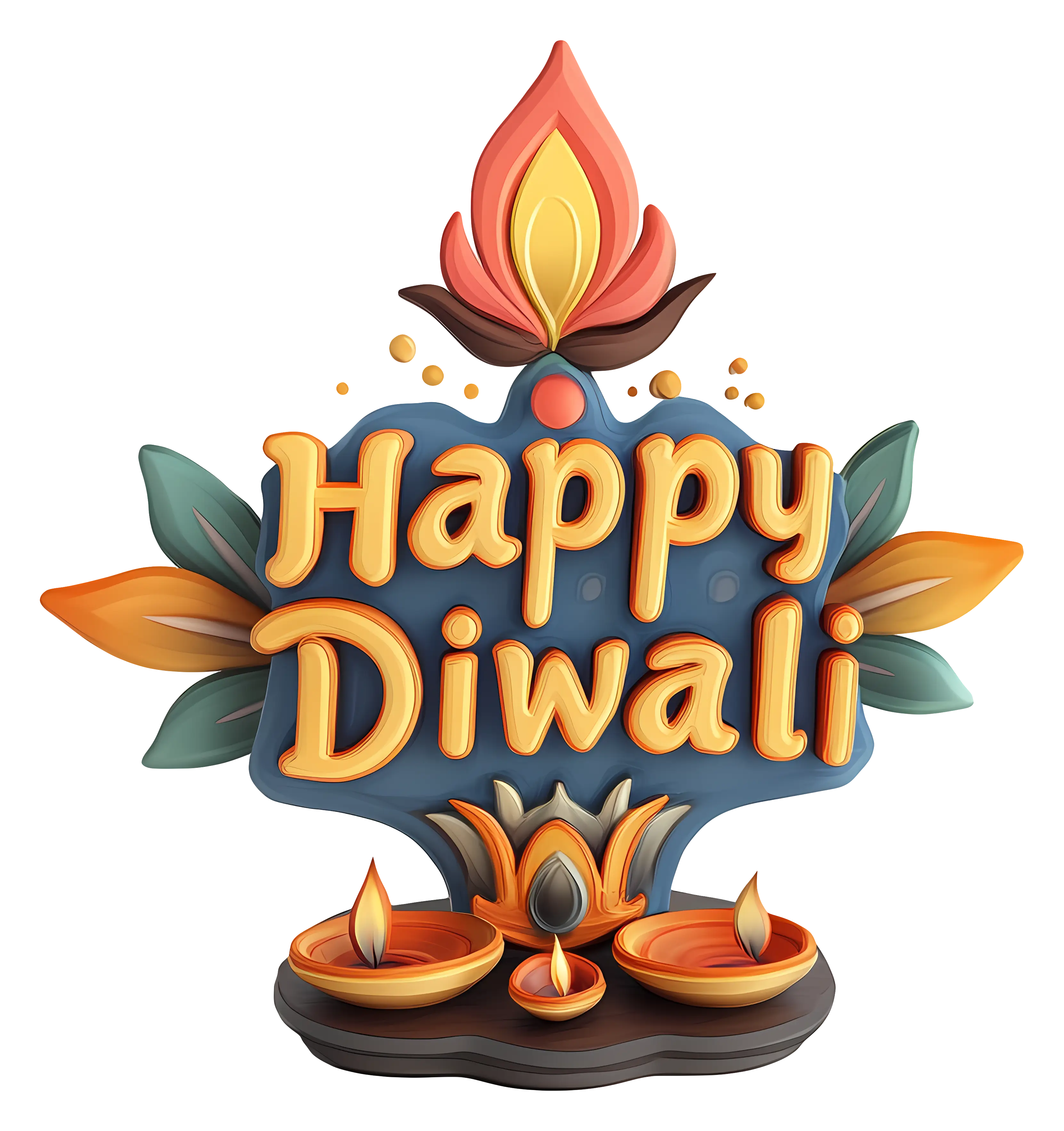 Happy Diwali Greeting with Decorative Diyas