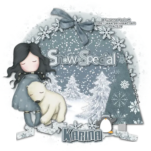 Snow Special Illustration with Girl and Polar Bear