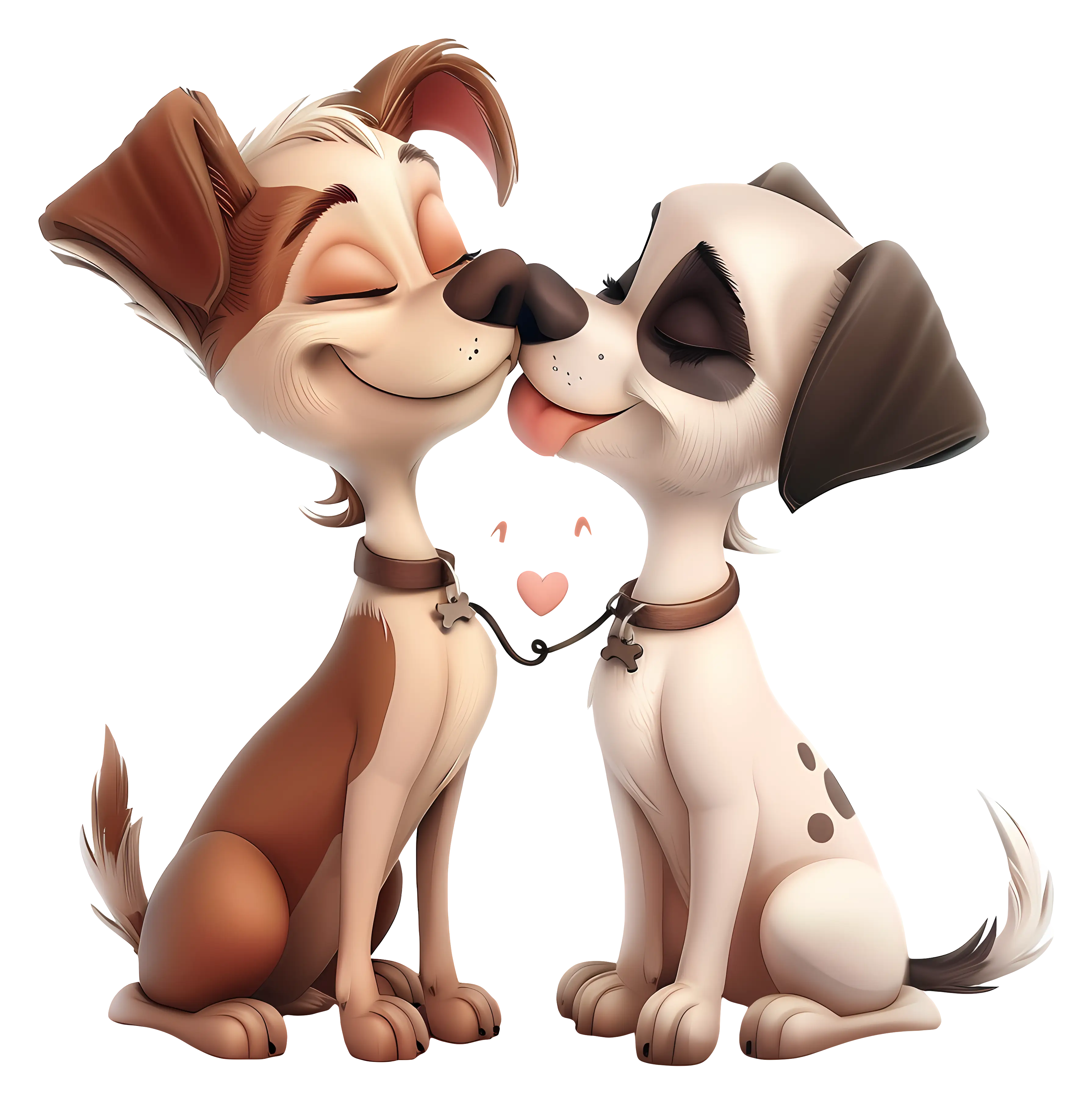 Romantic Cartoon Dogs in Love