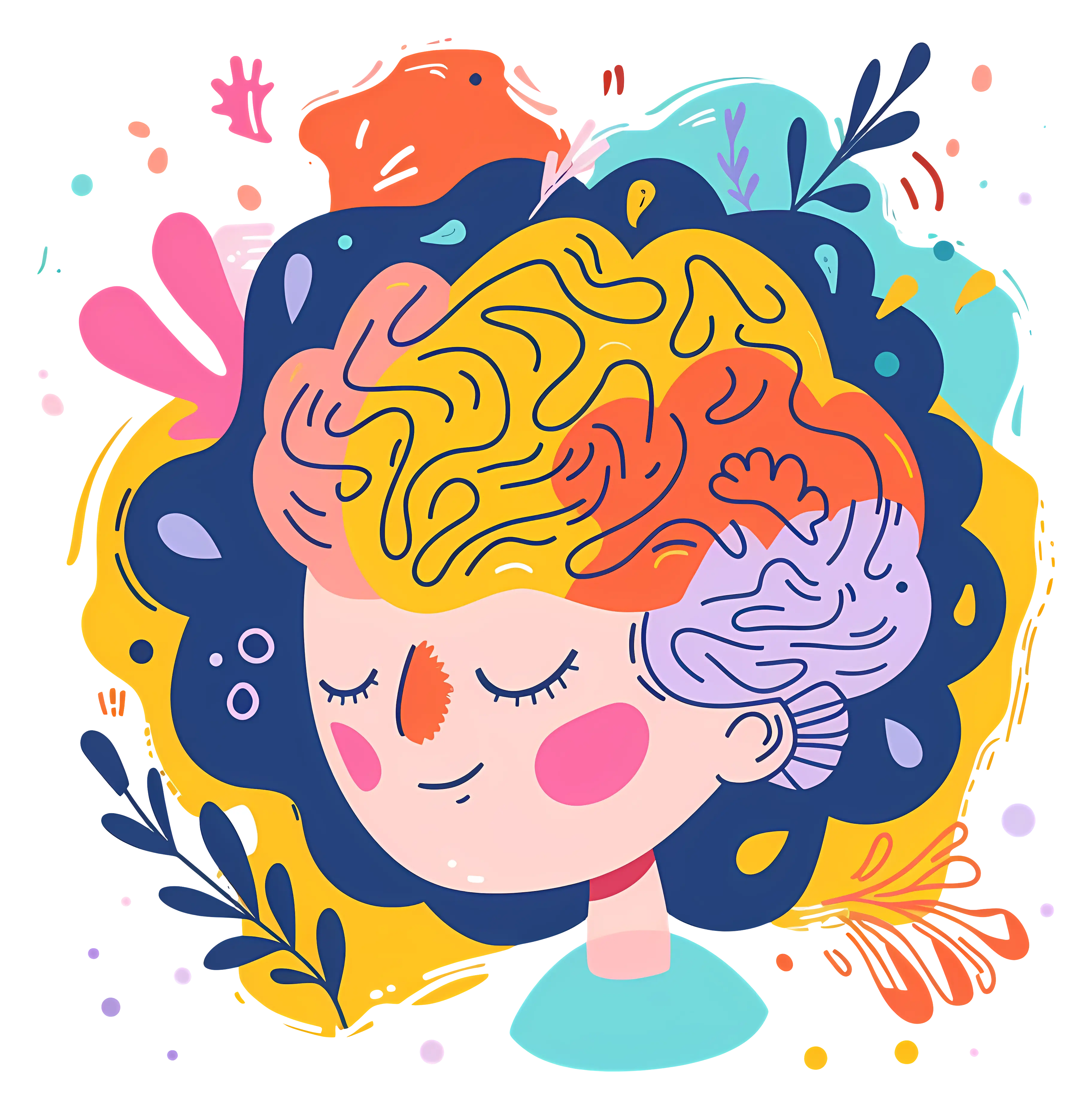 Colorful Brain Cartoon Illustration
