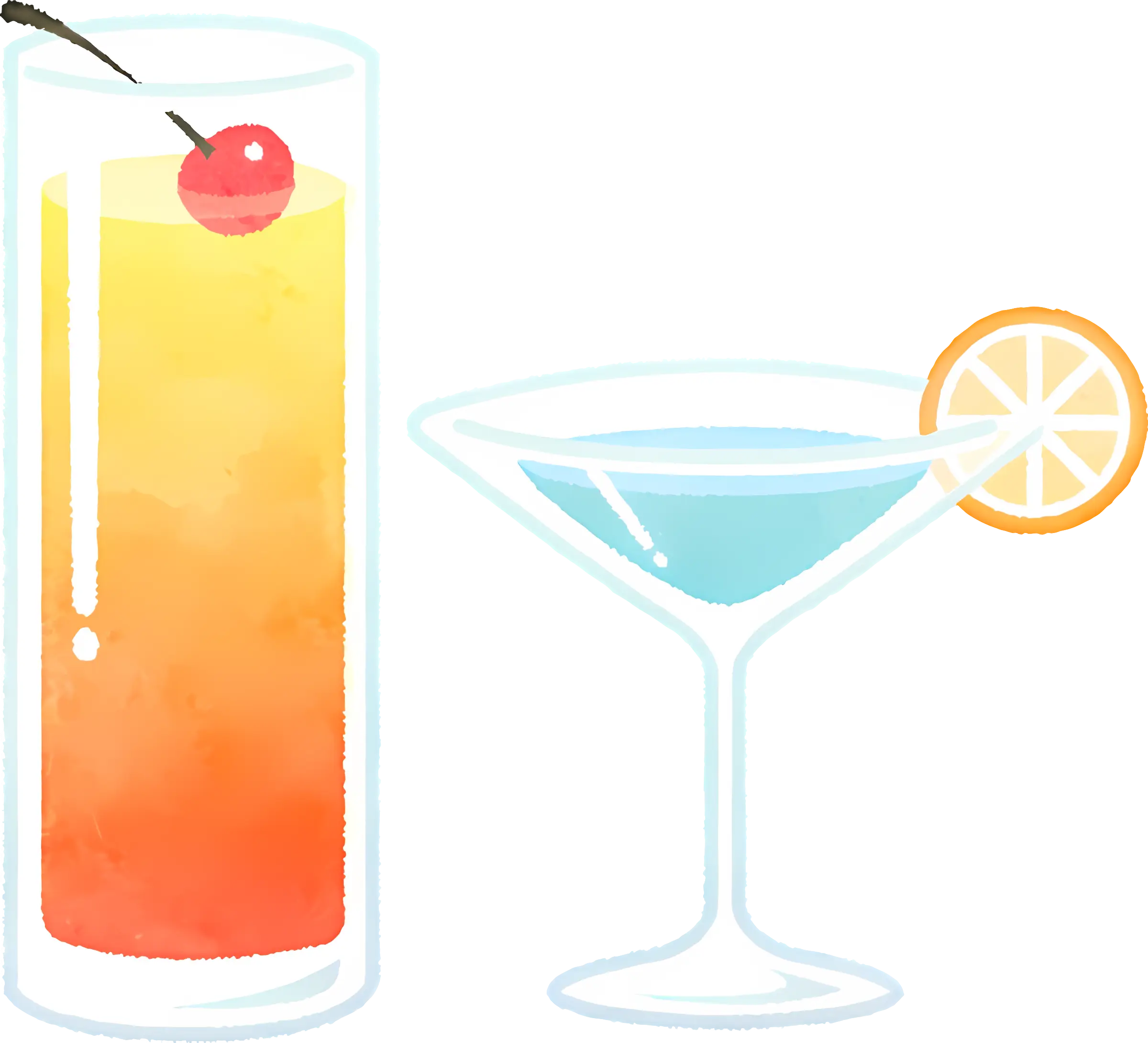 Refreshing Cocktails with Fruit Garnish