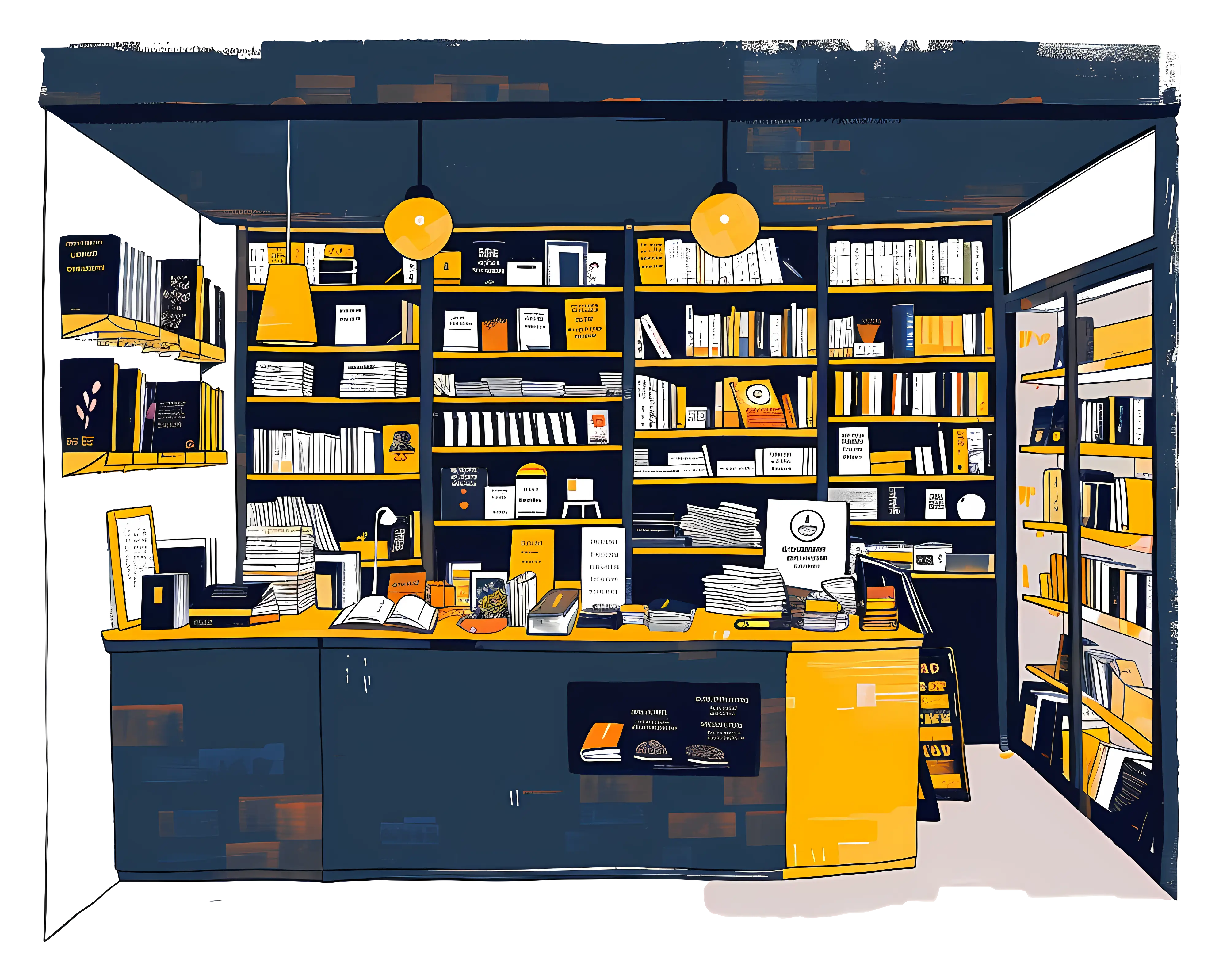 Cozy Bookstore with Shelves Full of Books