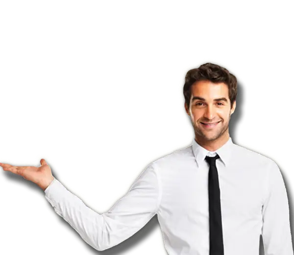 Businessman Gesturing and Pointing with Hand