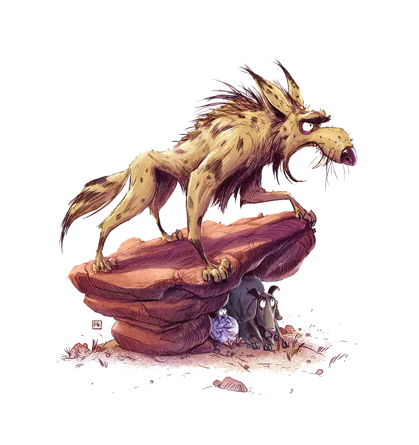 Cartoon Hyena on Rock