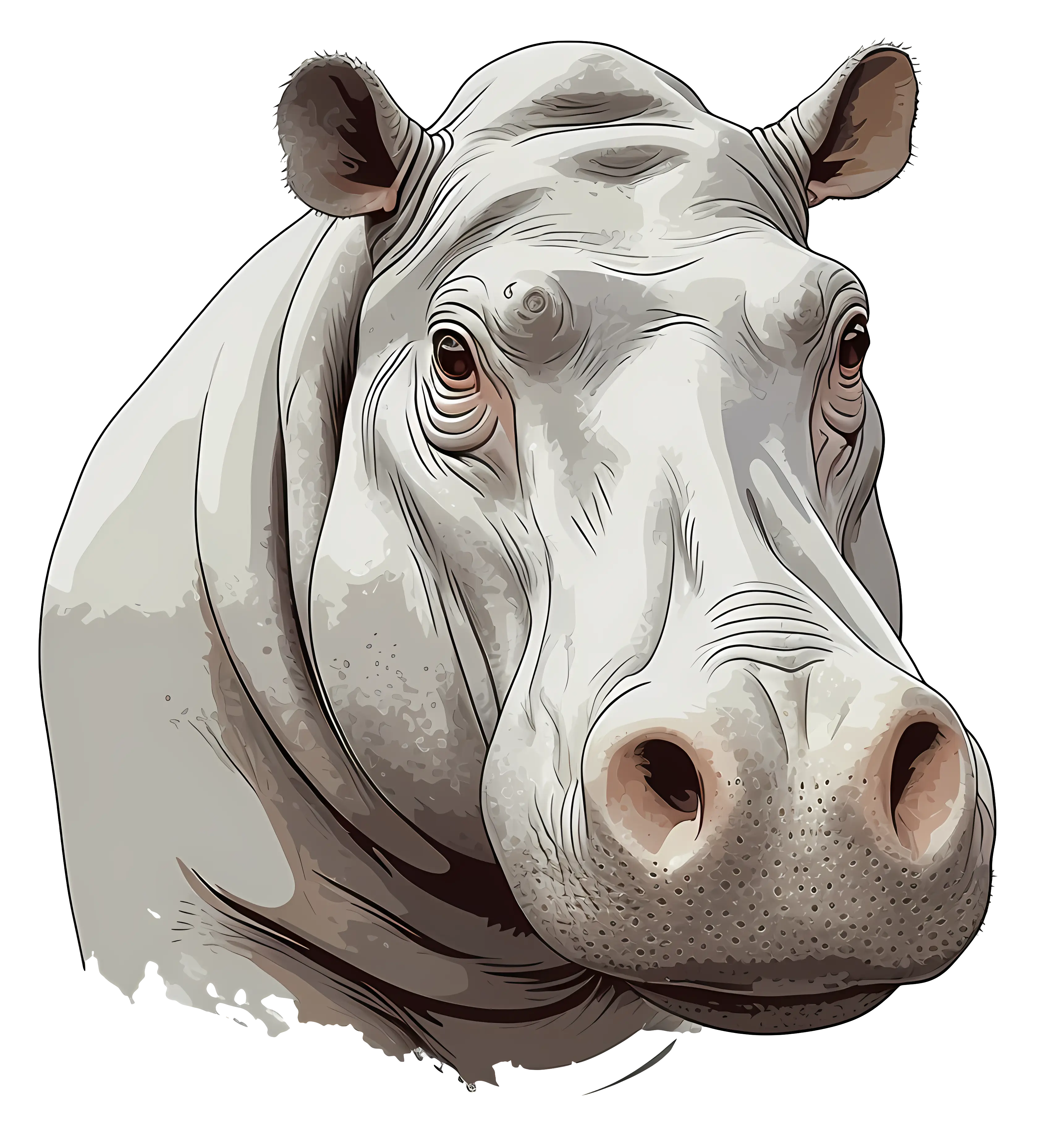 Realistic Hippopotamus Portrait