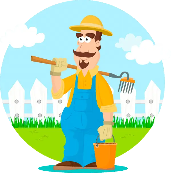 Cartoon Gardener with Tools