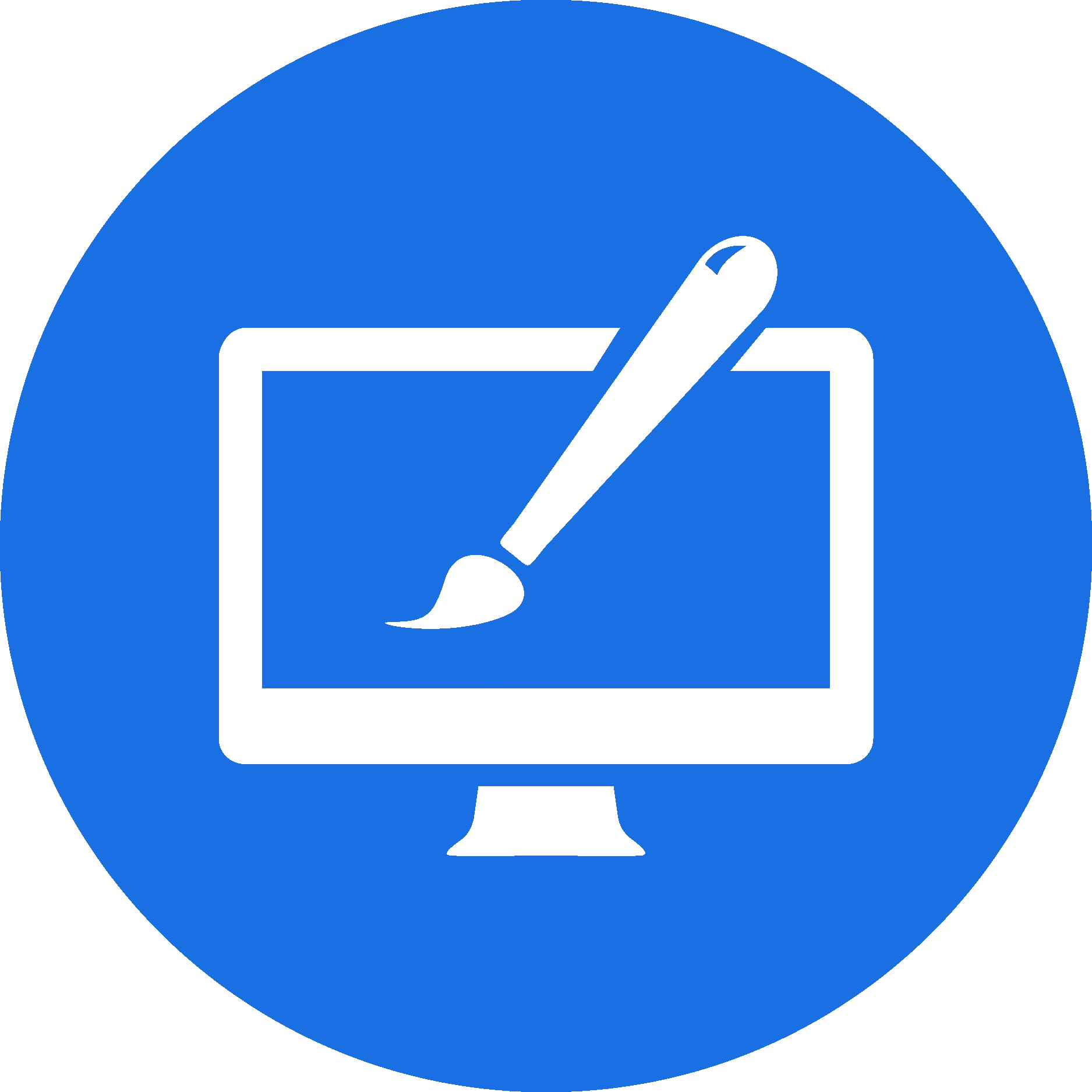 Graphic Design Icon with Brush and Monitor