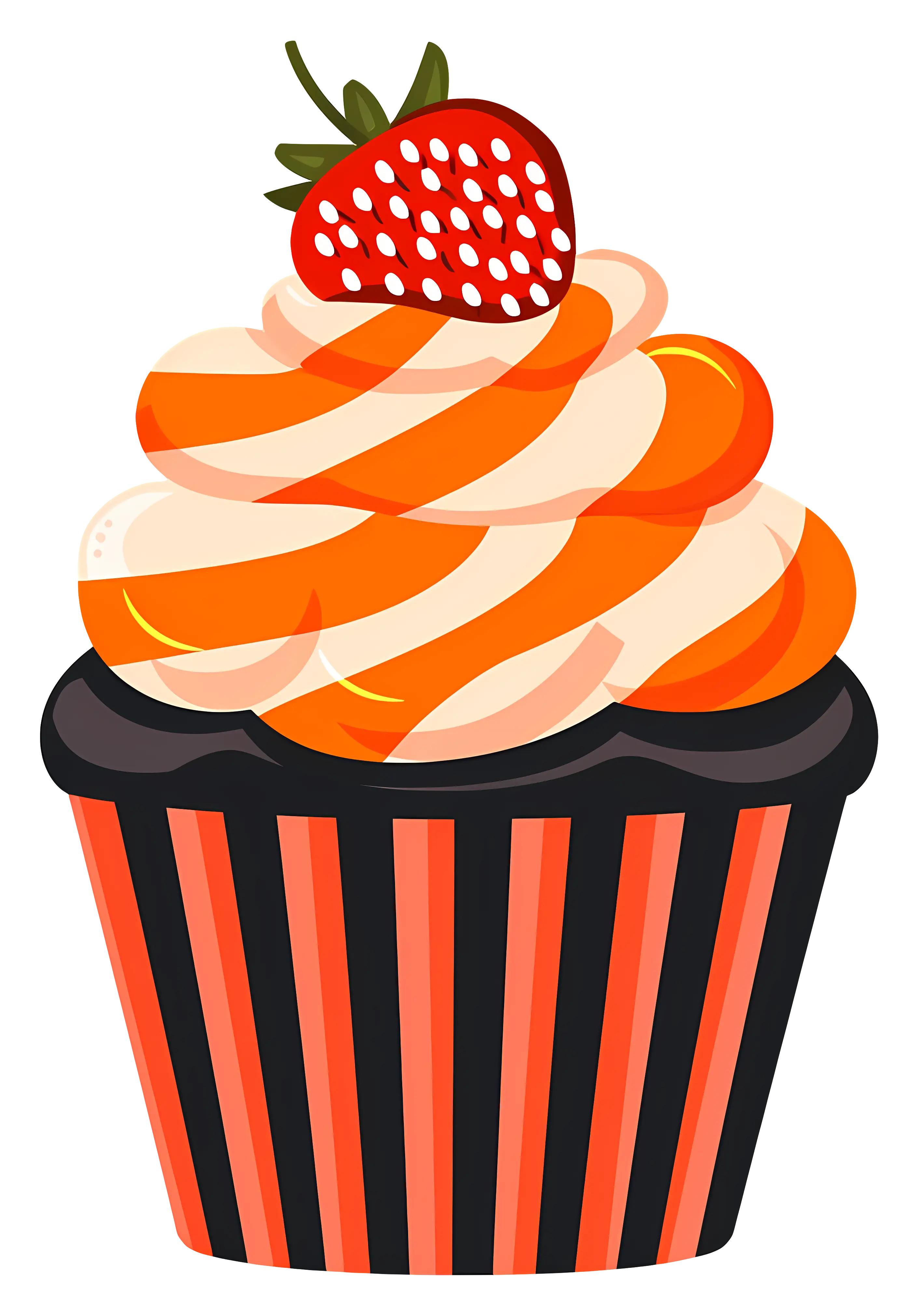 Delicious Strawberry Cupcake Illustration