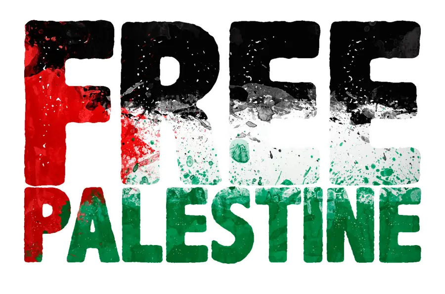 Free Palestine Text with Flag Colors