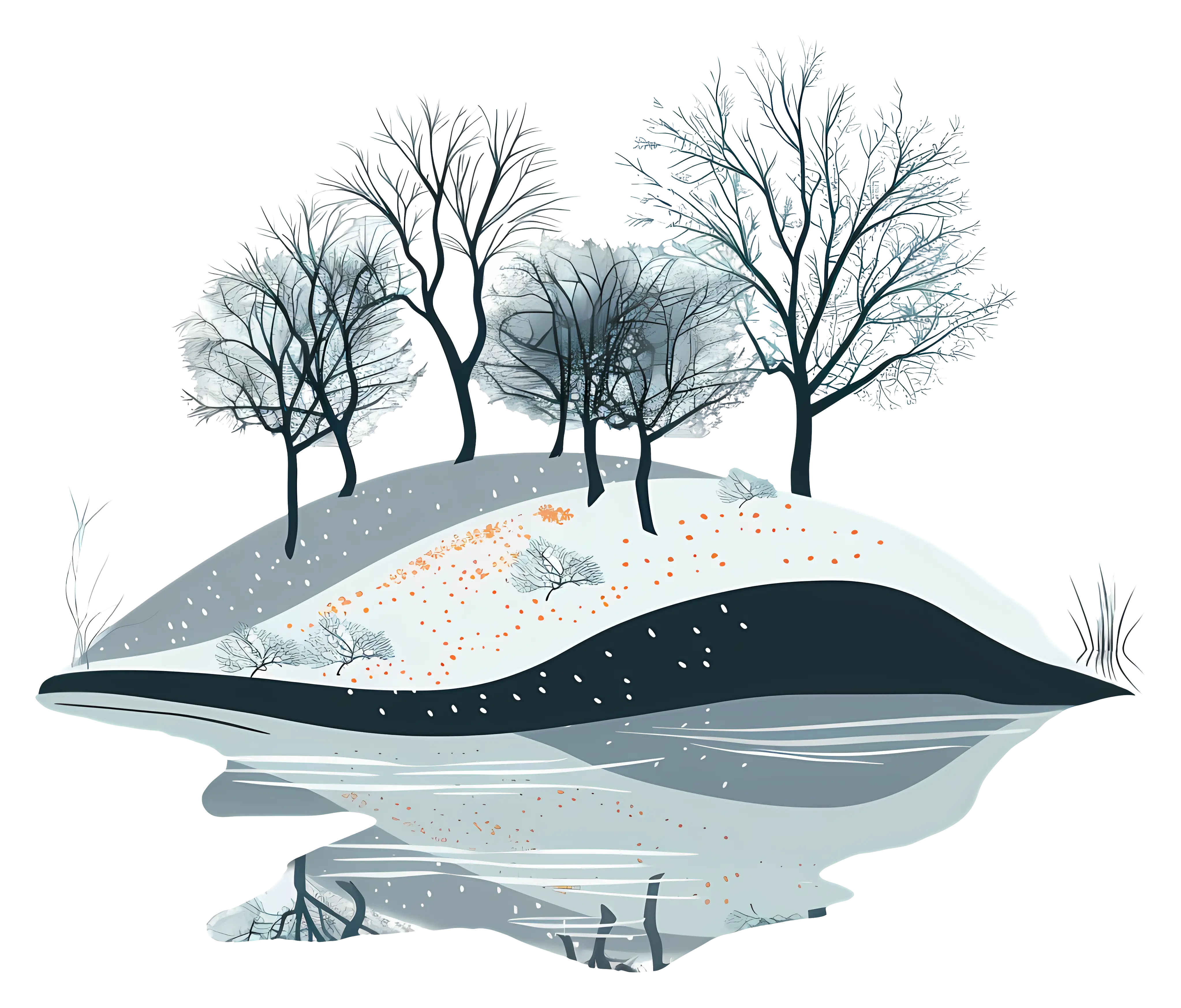 Serene Winter Landscape with Snow