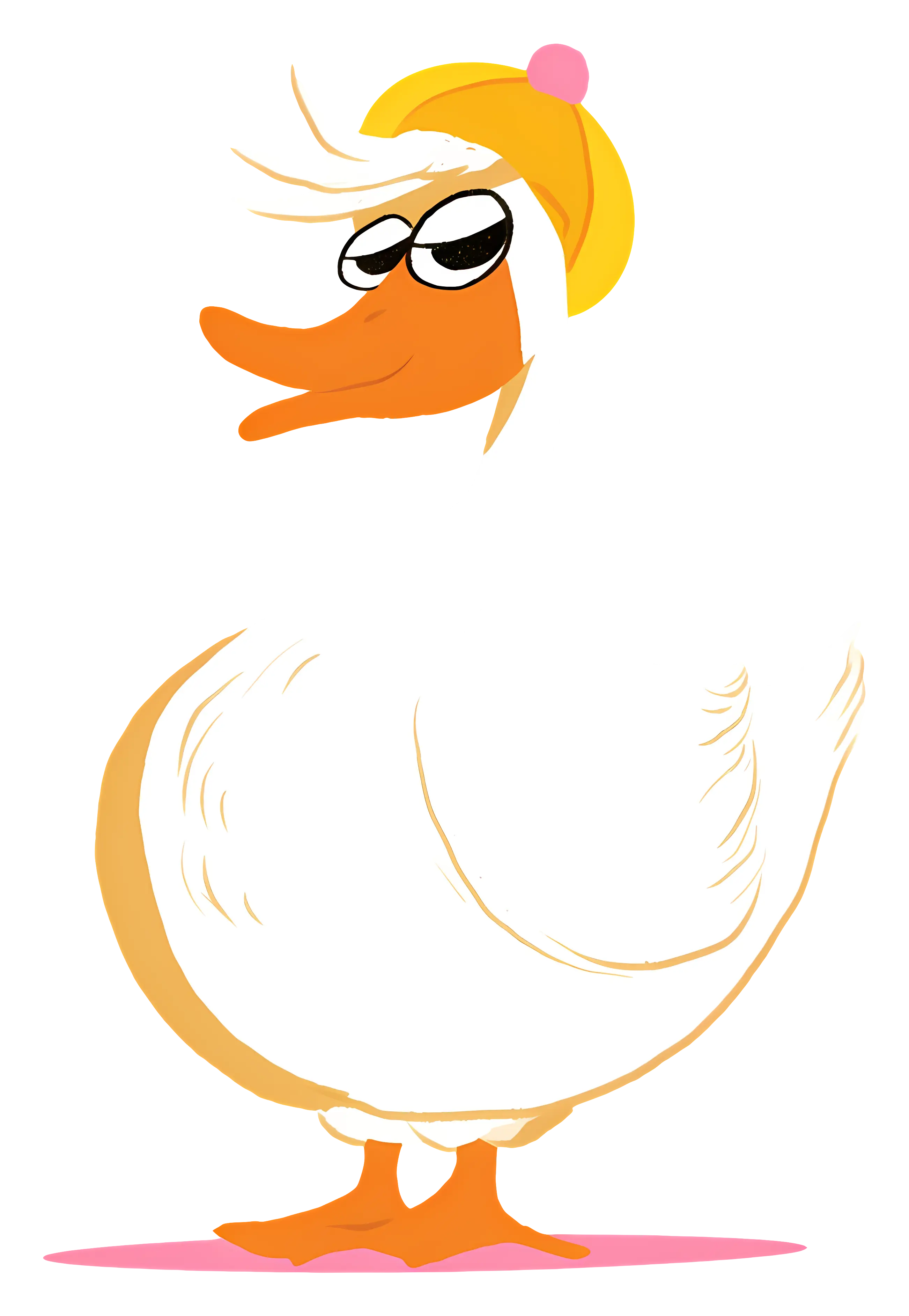 Funny Cartoon Duck Character with Hat