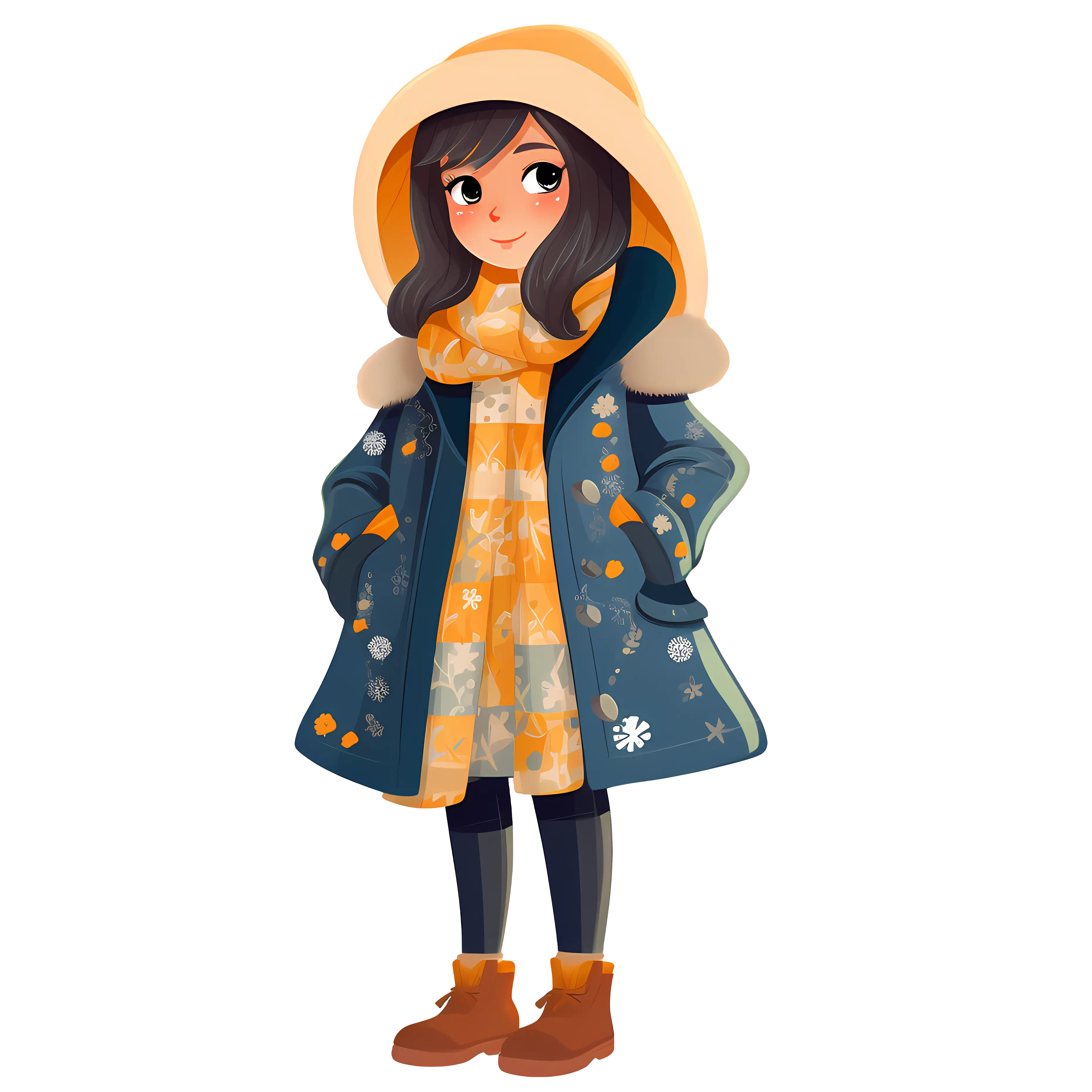 Girl in Winter Outfit Illustration