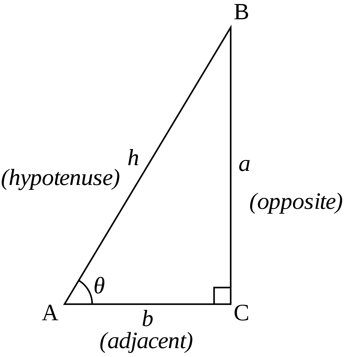 Labeled Right Triangle Diagram for Geometry