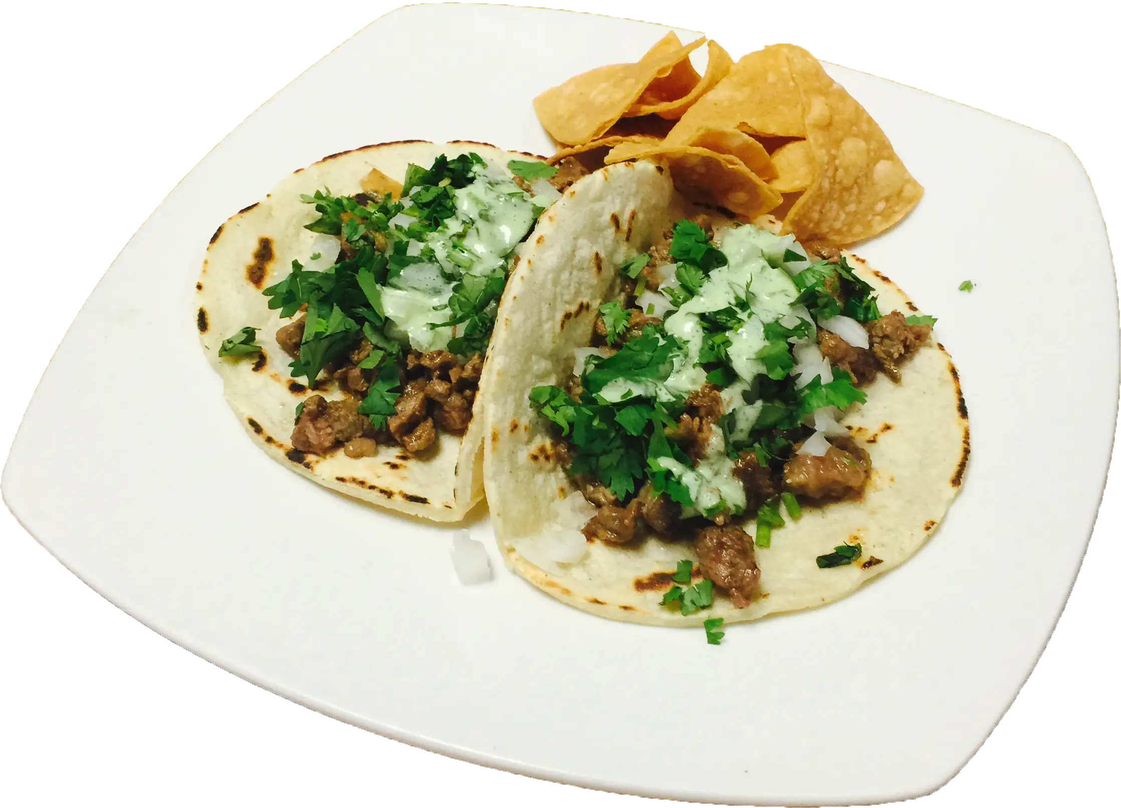 Plate of Tacos with Chips