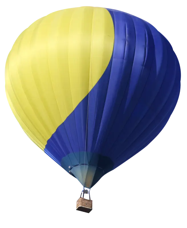 Blue and Yellow Hot Air Balloon in the Sky