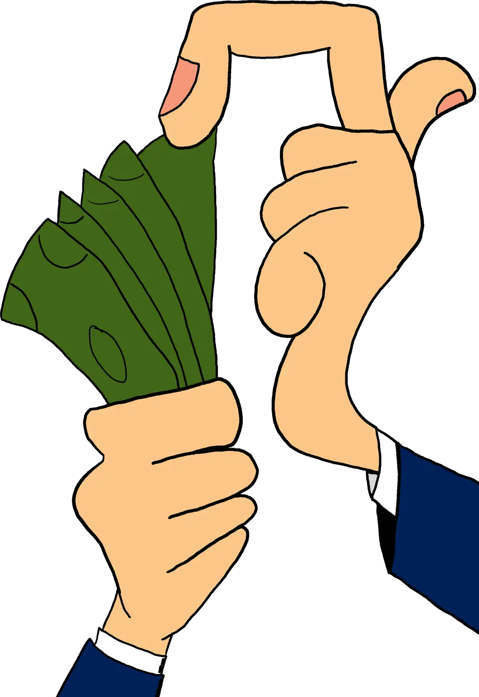 Hands Clutching Money Illustration