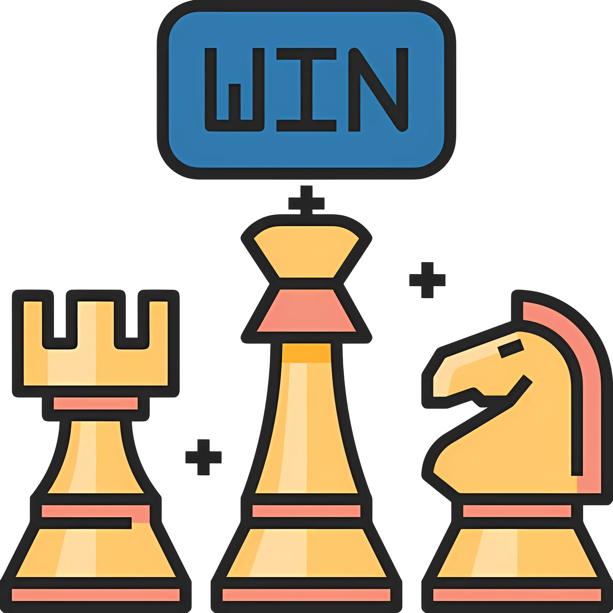 Winning Chess Pieces Illustration