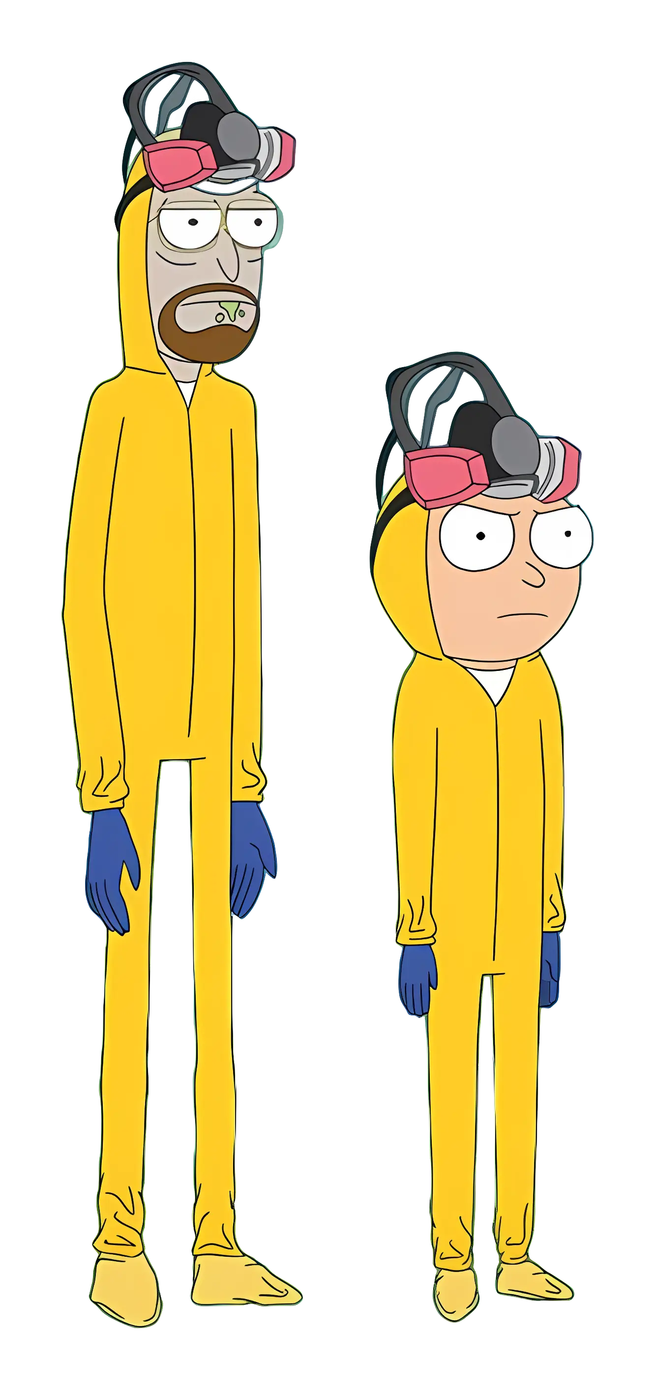 Cartoon Characters in Yellow Hazmat Suits
