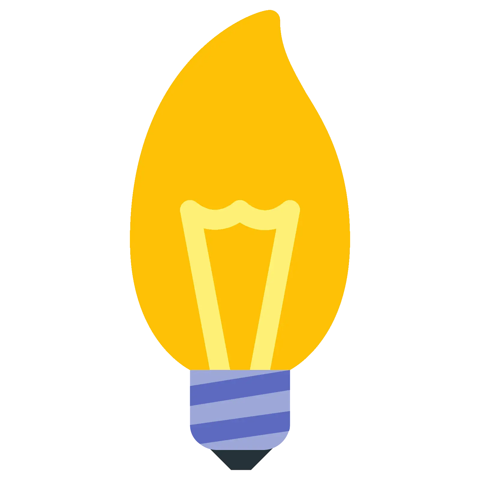 Yellow Flame-Shaped Light Bulb Icon