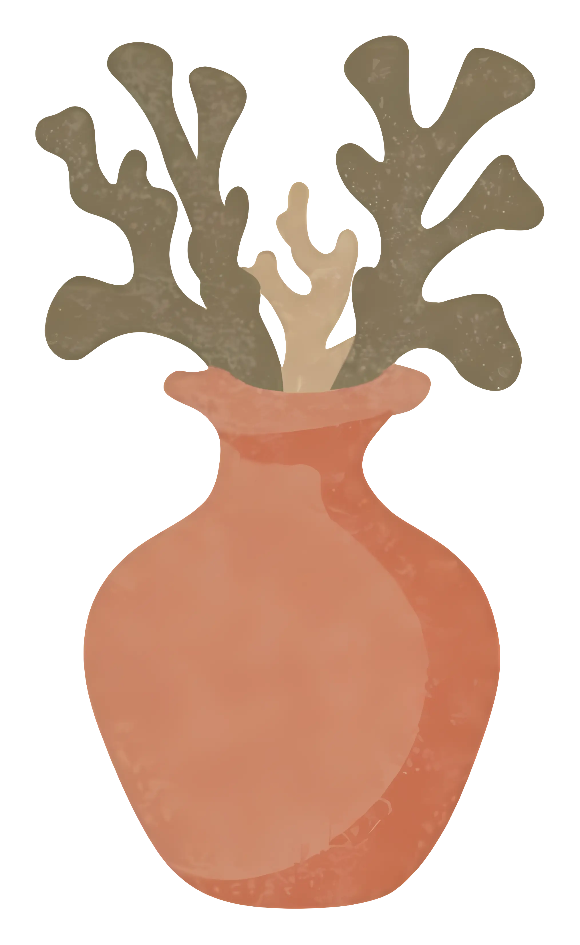 Brown Vase with Abstract Plant