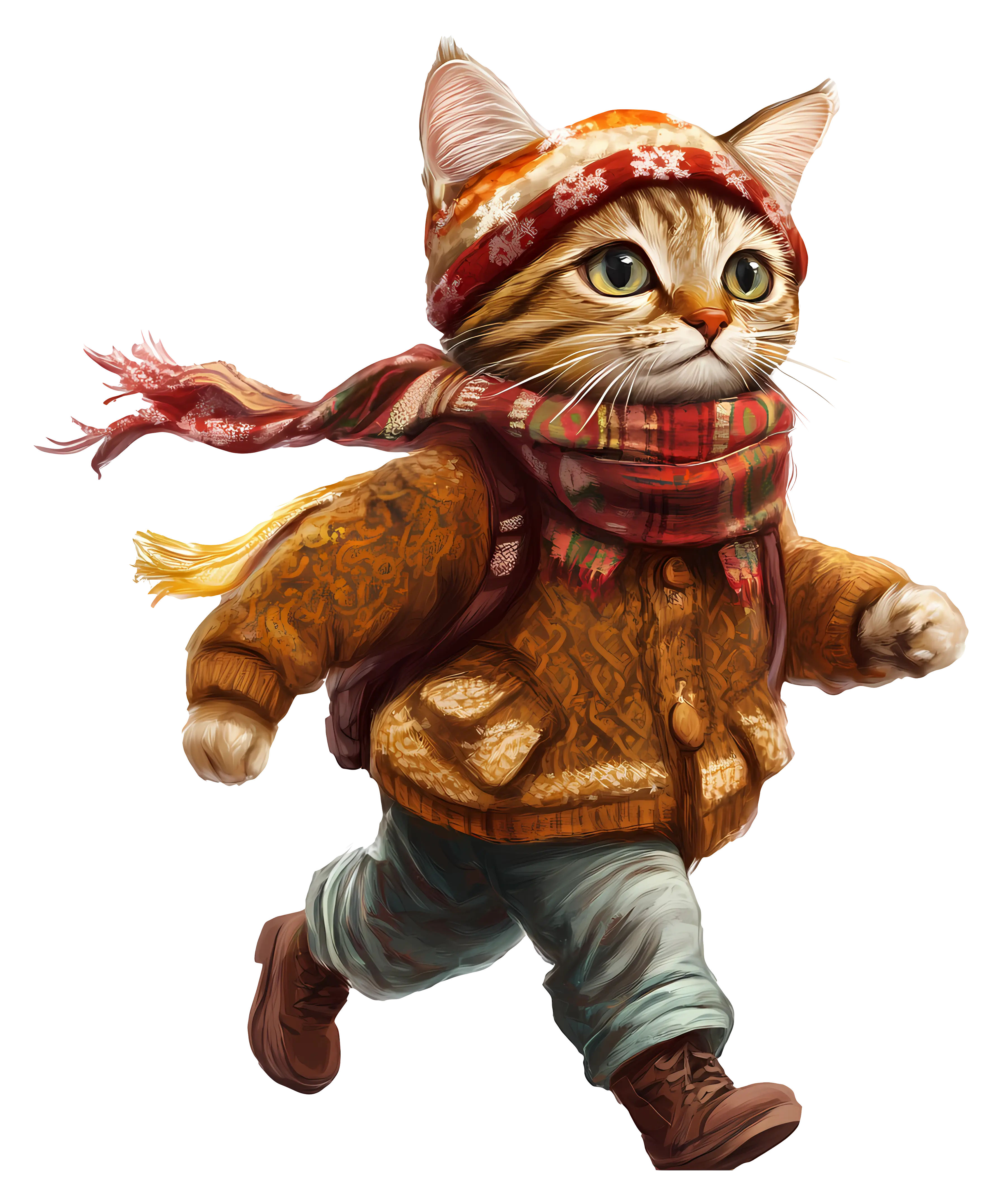Cat Dressed in Winter Clothes