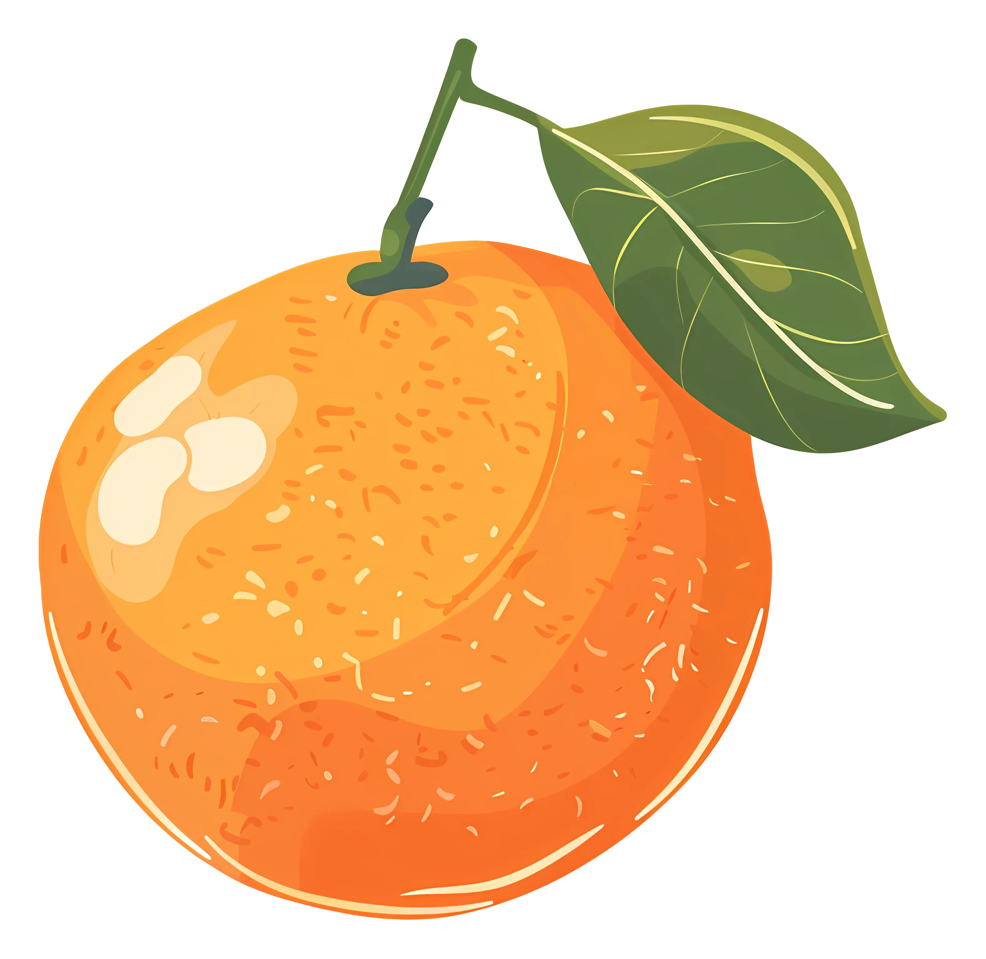 Juicy Orange with Leaf