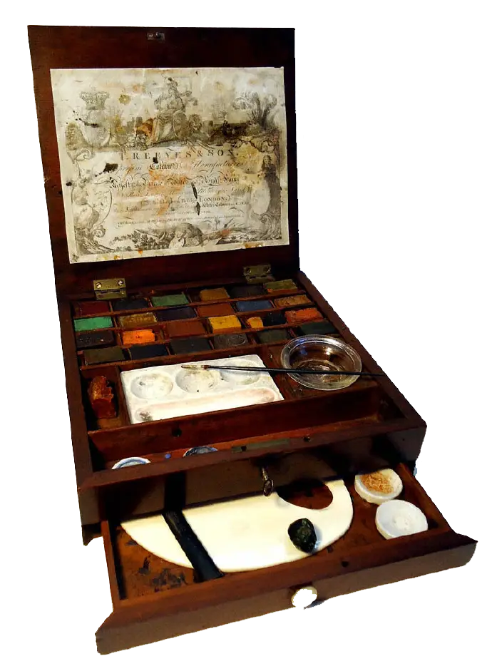 Vintage Paint Set in Wooden Box