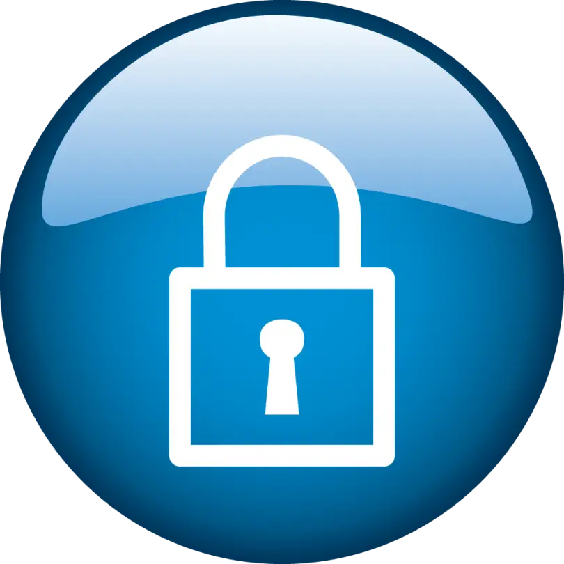Blue Padlock Icon for Security Concept