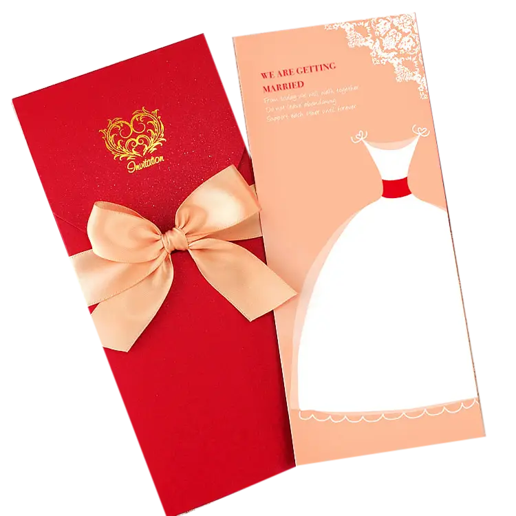 Elegant Red Wedding Invitation with Bow