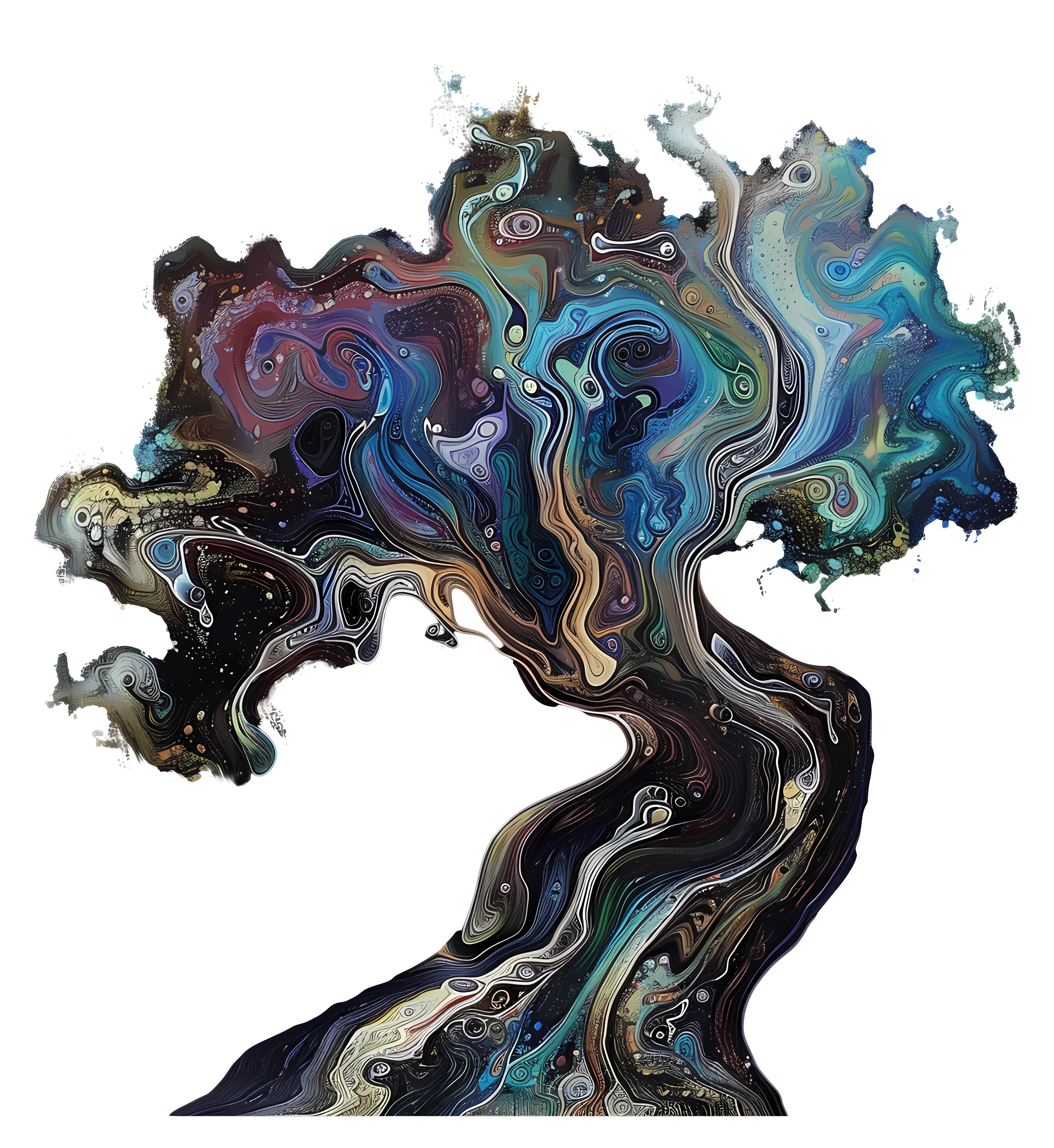 Abstract Swirling Tree with Vibrant Colors