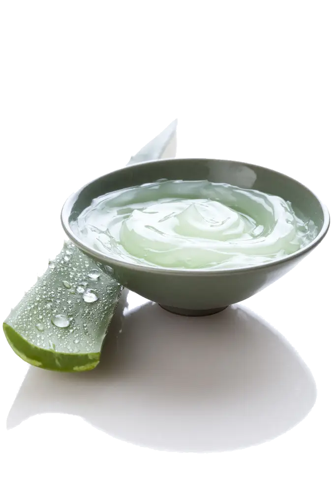 Aloe Vera Gel in Bowl with Fresh Leaf