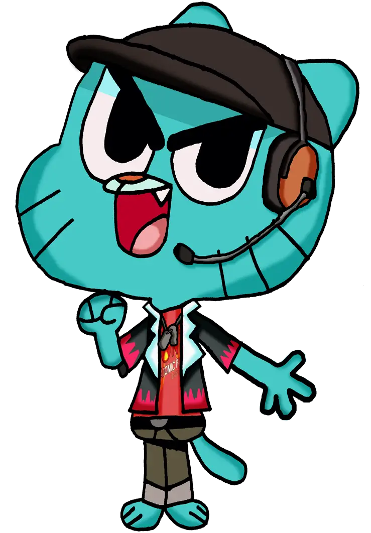 Blue Cartoon Cat with Headset