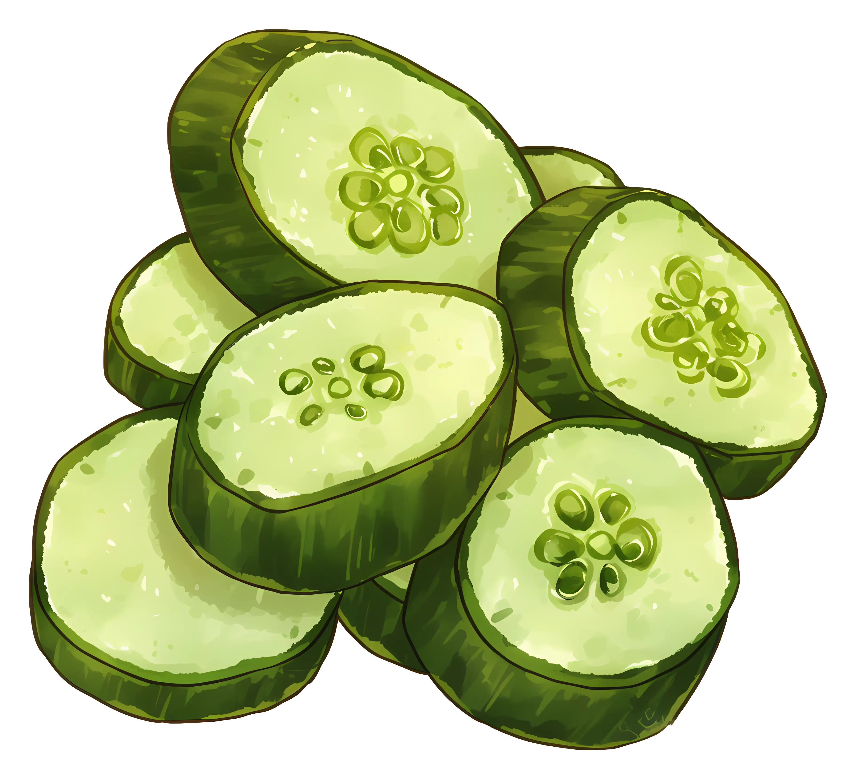 Fresh Cucumber Slices Illustration