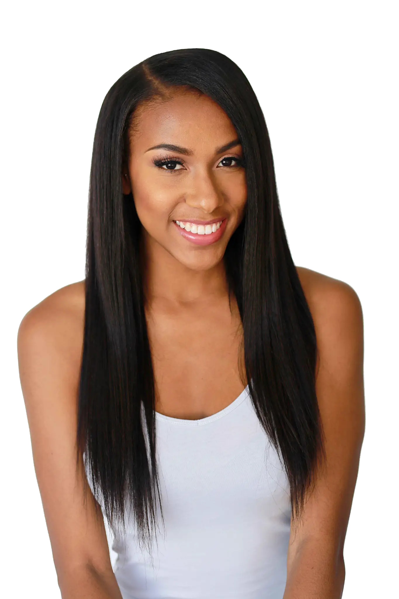 Smiling Woman with Long Hair