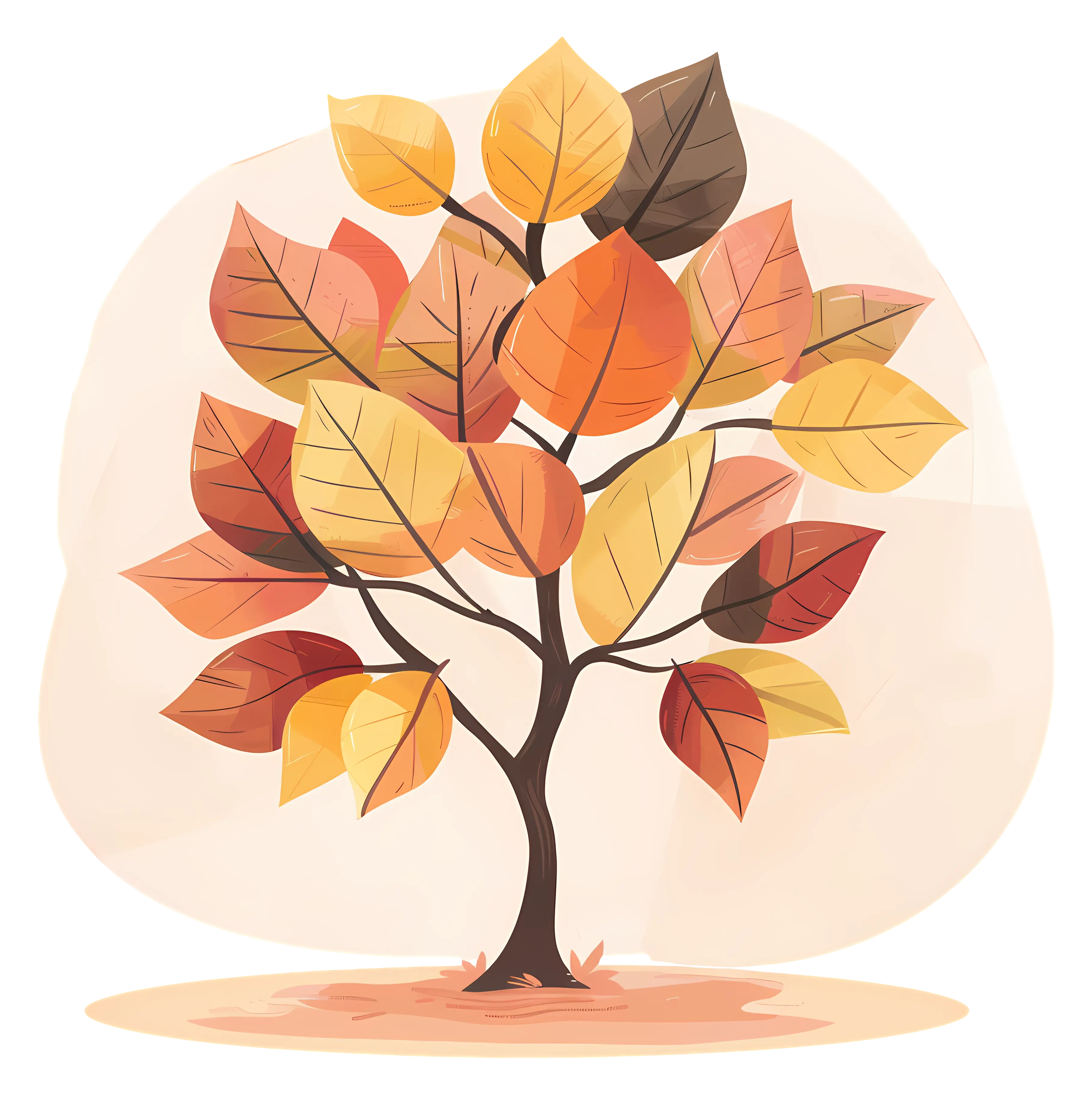 Autumn Tree with Vibrant Leaves Illustration