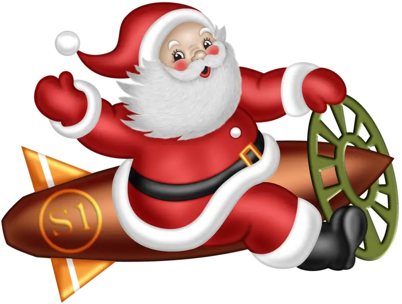 Santa Claus Riding a Rocket
