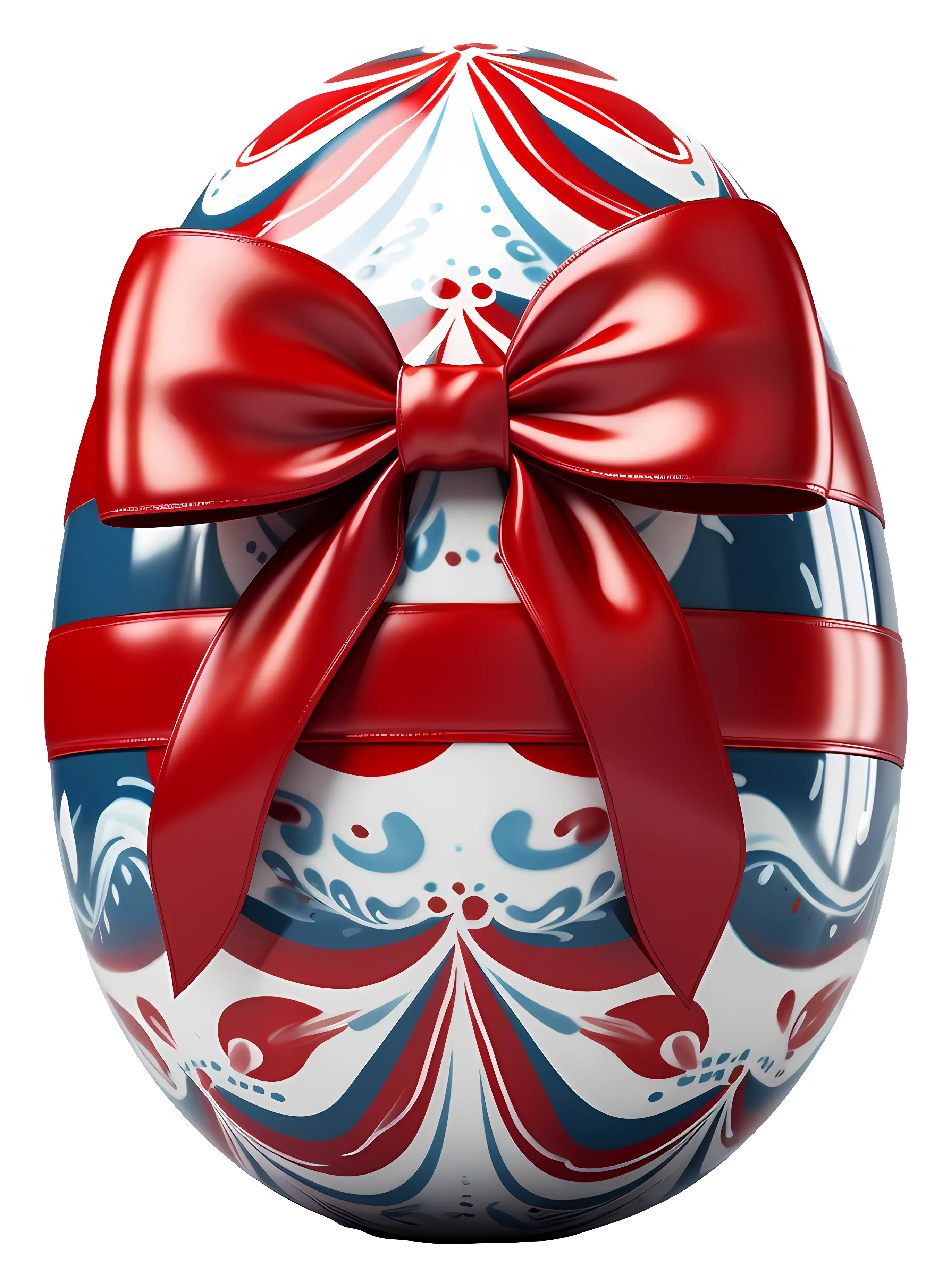 Patterned Easter Egg with Red Bow
