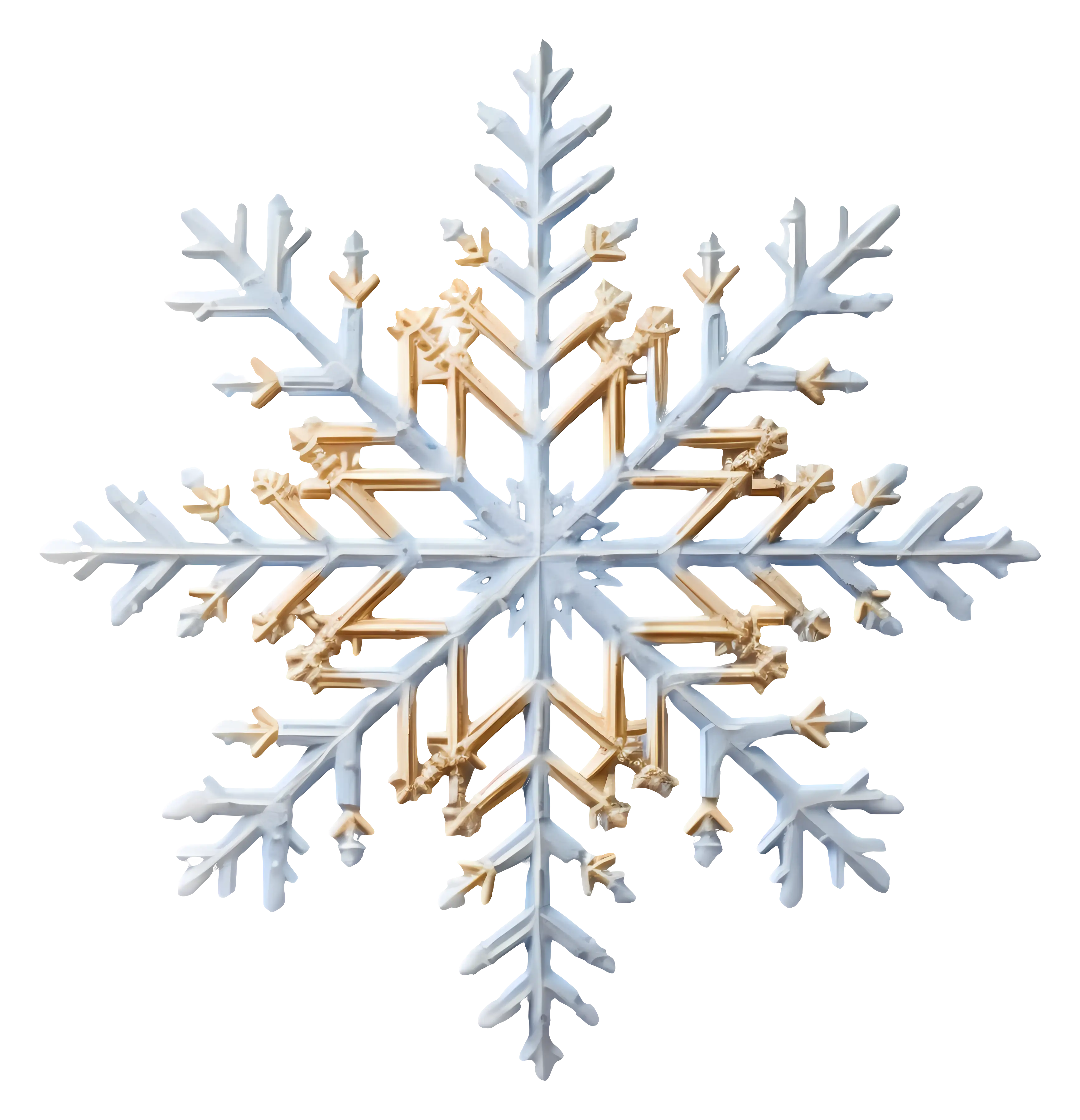 Golden and White Snowflake Design