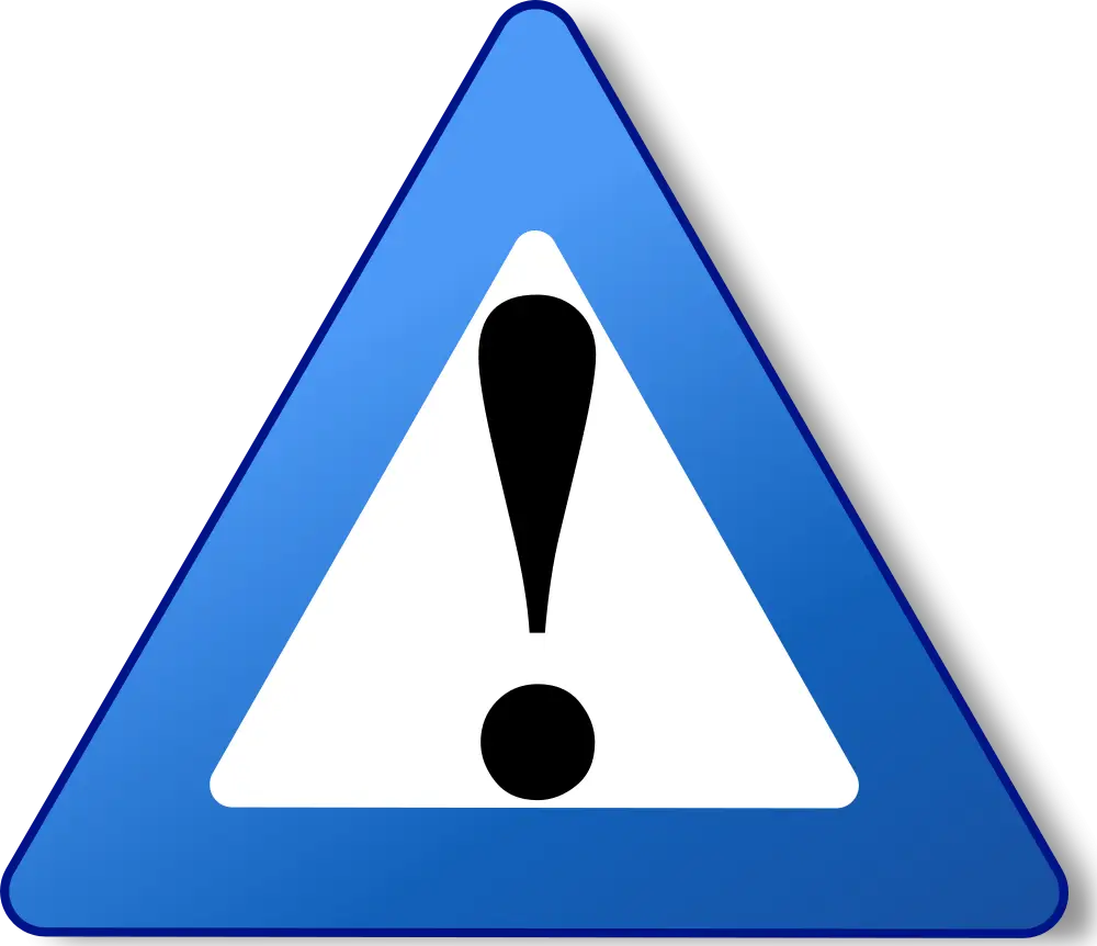 Blue Warning Sign with Exclamation Mark