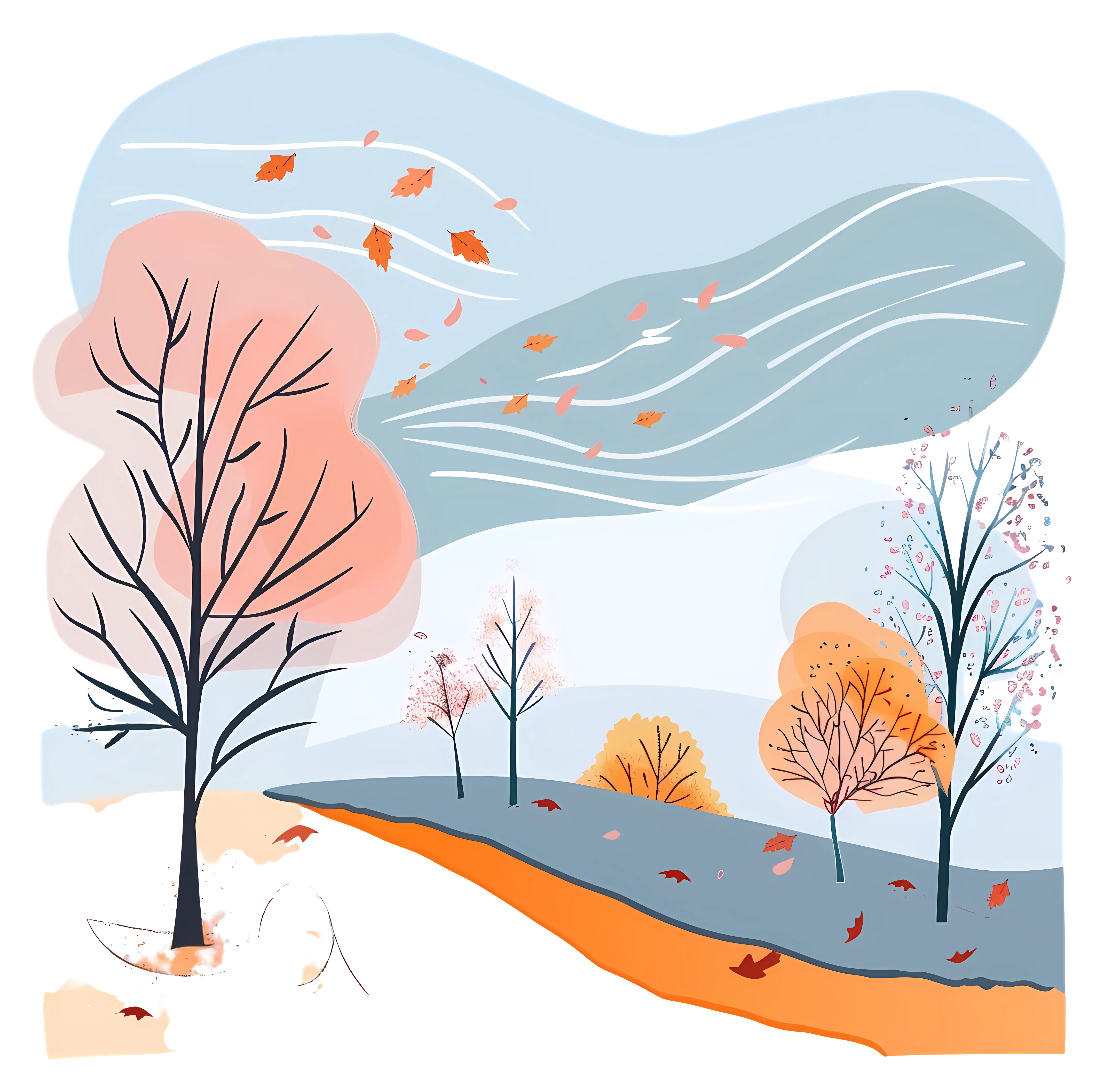 Autumn Trees with Falling Leaves