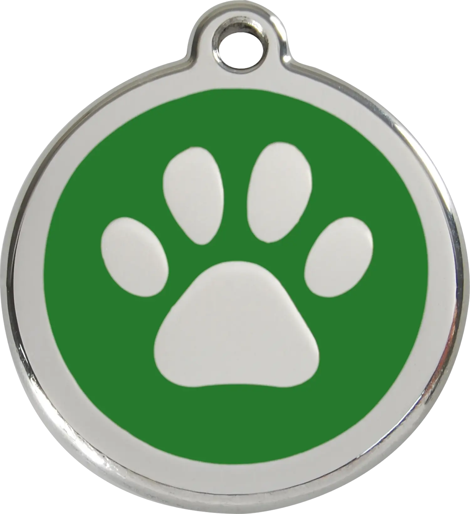 Green and White Paw Print Tag for Pets