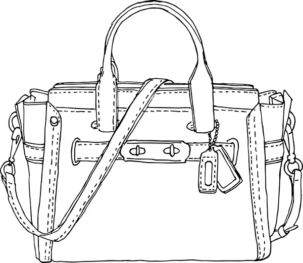 Line Art Drawing of a Handbag