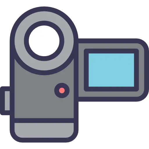 Video Camera Icon with Blue Screen