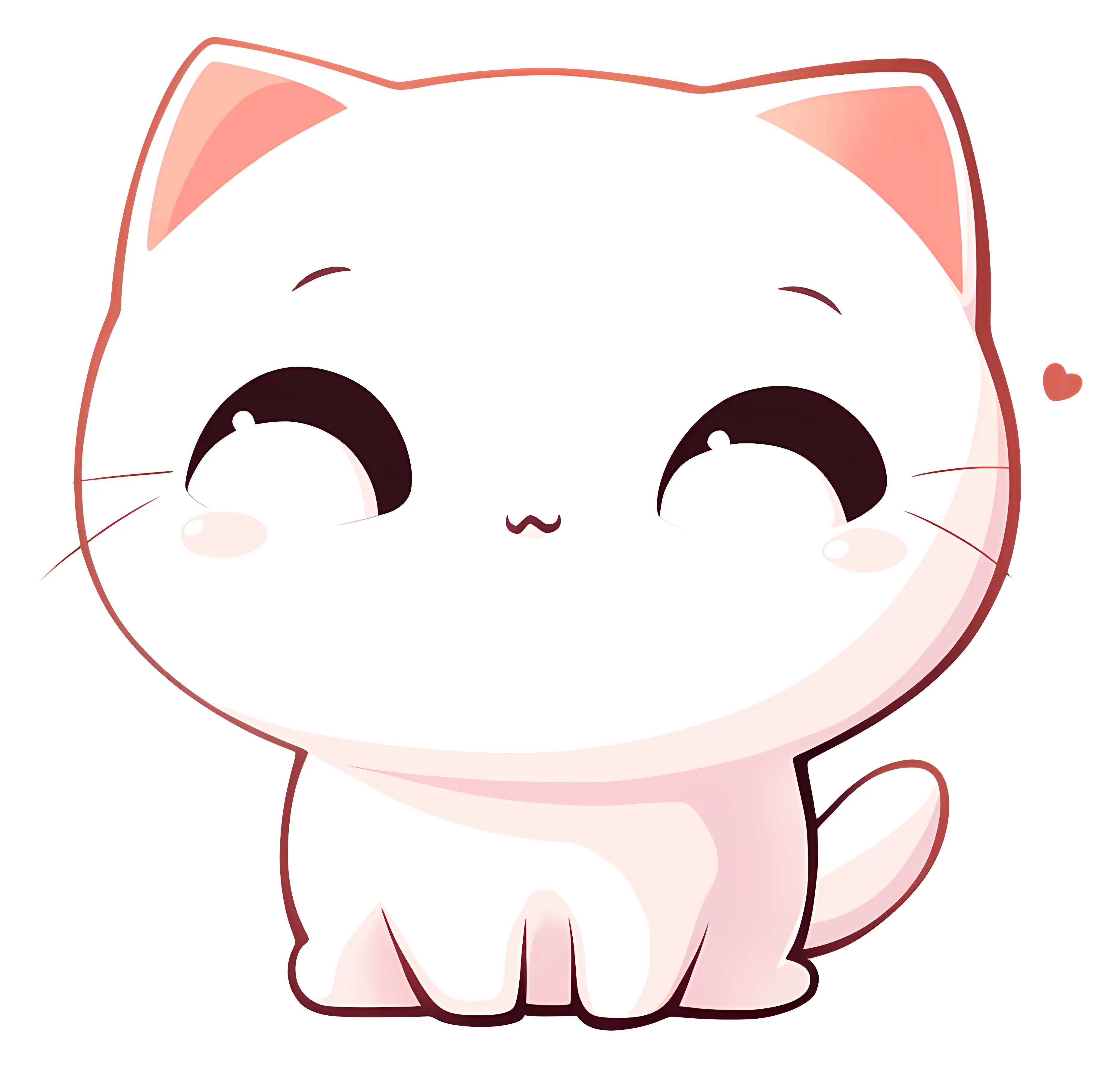Adorable Cute White Cartoon Cat Illustration